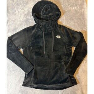 The North Face Bellarine Pull Over Hoodie Womens Size Large Black Plush EUC